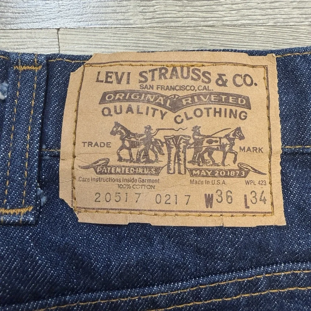 Vintage 1984 Levi's 517 Jeans 36x34 Orange Tab USA Dark Rigid Indigo Bootcut